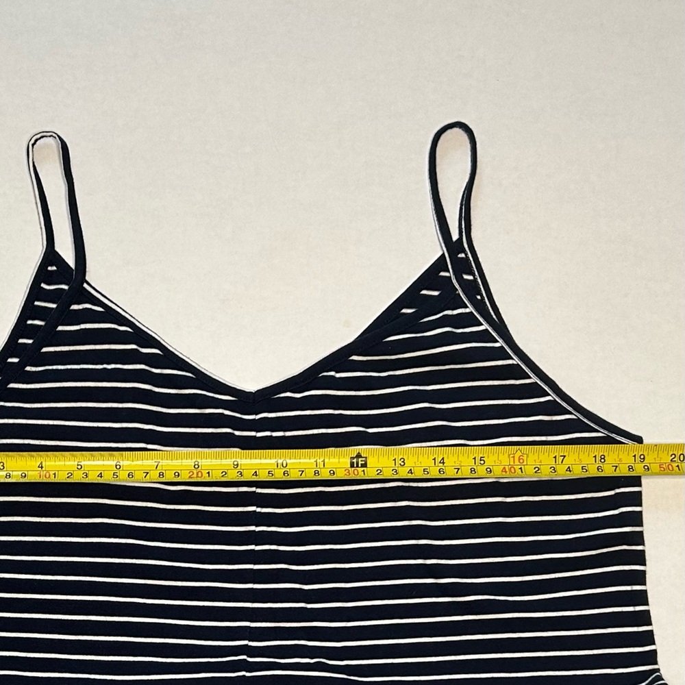 Simple Suzanne Betro Size M Navy & White Striped Romper with Pockets - Picture 7 of 9